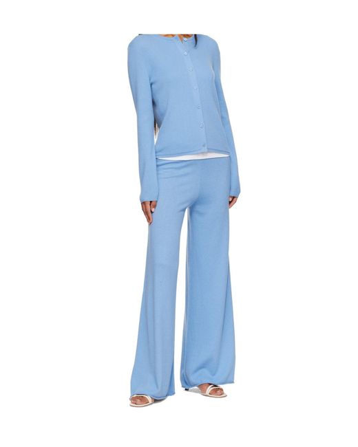 Lisa Yang Blue Crew-Neck Knit Cardigan