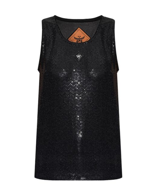 MCM Black Logo-Patch Tank Top