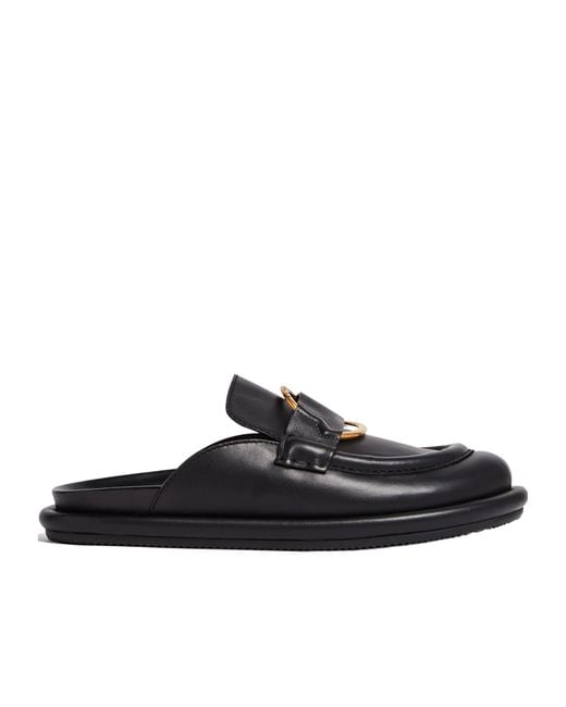 Moncler Black Rind Detailed Slip-On Mules
