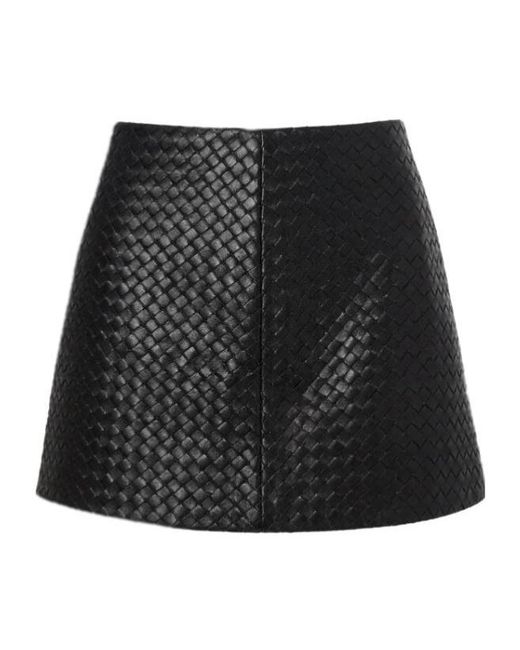 Manokhi Black Woven Leather Mini Skirt