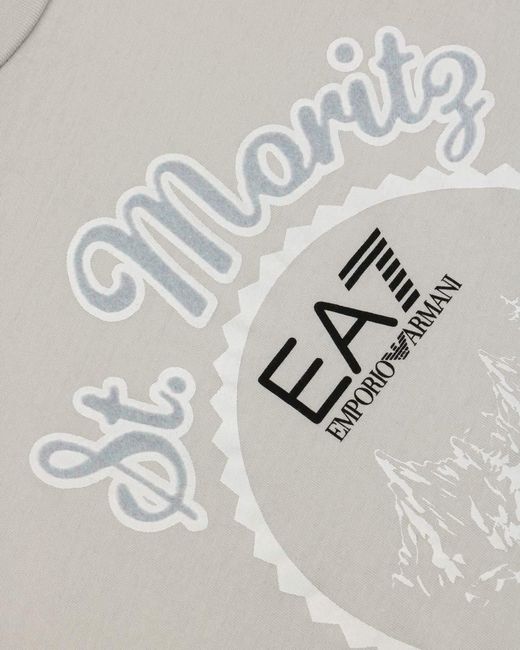 EA7 White Logo Round-Necked T-Shirt for men