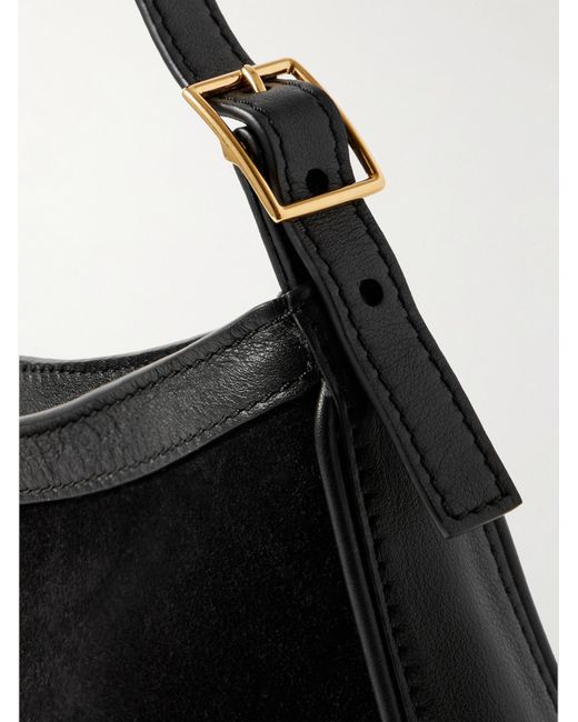 Nili Lotan Black Trimmed Suede Shoulder Bag