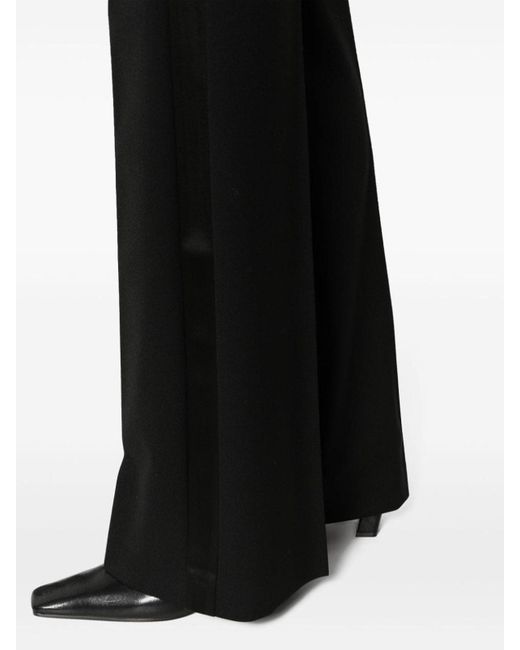 P.A.R.O.S.H. Black Side-Stripe Virgin-Wool Blend Flared Trousers