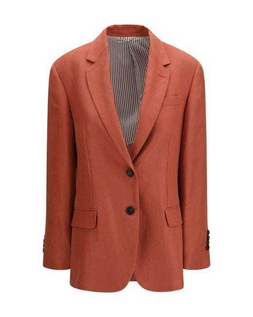 Brunello Cucinelli Brown Single-Breasted Tailored Blazer