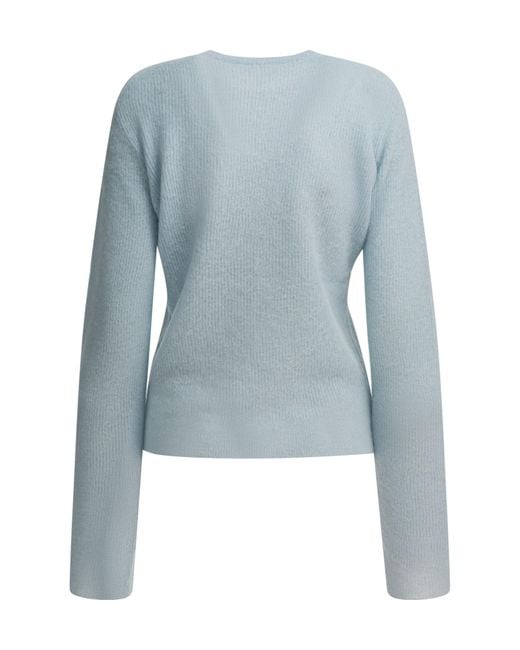 Auralee Blue Long-Sleeved Crew Neck Knit Sweater