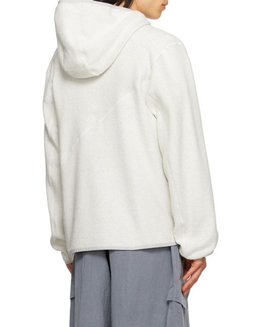 Y-3 White Fleece Hooded Jacket for men