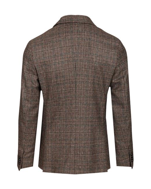 Zegna Brown Checked Two-Button Jacket for men