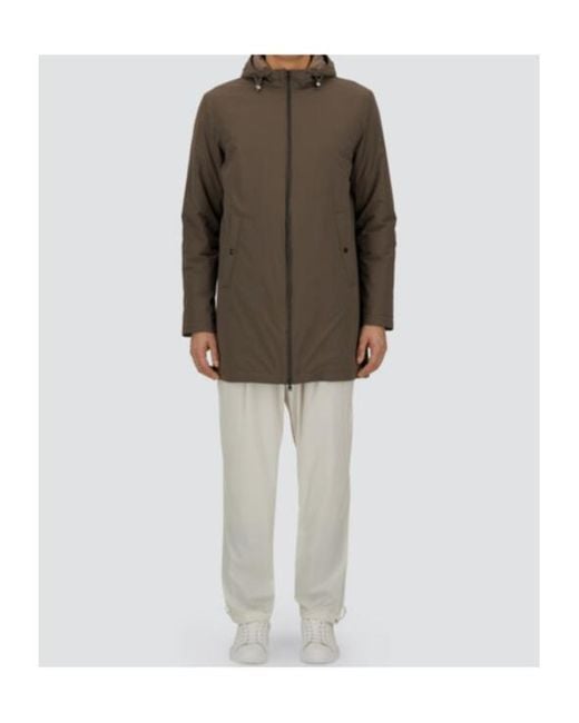 Herno Brown Zip-Up Hooded Parka for men