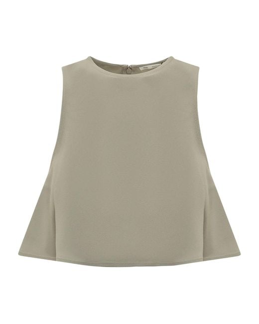 AMI Natural Solid Crew Neck Top