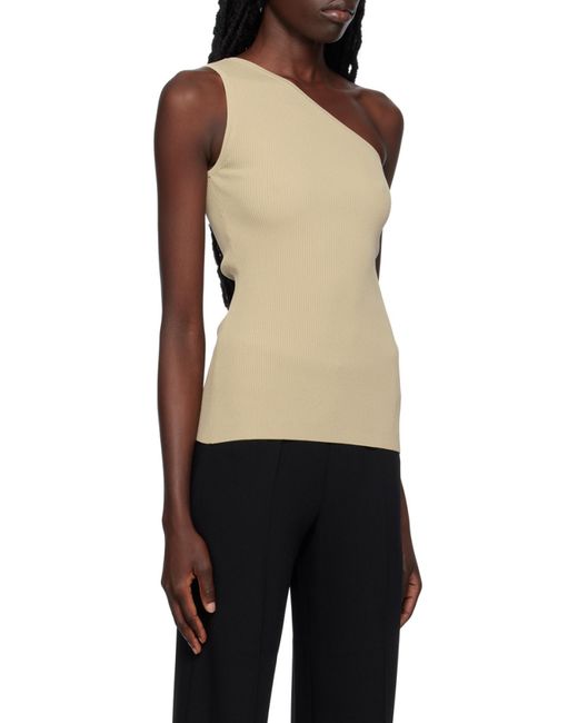 Totême Natural Ribbed-Knit One-Shoulder Top