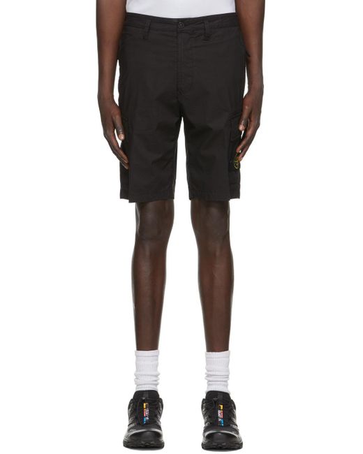 Stone Island Black Logo Patch Bermuda Shorts for men