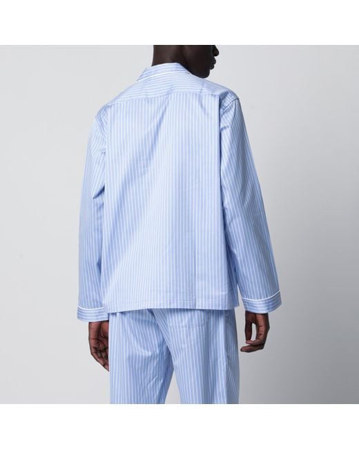 Tekla Blue Striped Long-Sleeve Pajama Shirt for men