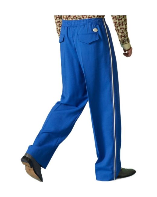 Gucci Blue Interlocking G Wide Leg Pants for men