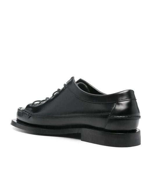 Hereu Black Lace-Up Derby Shoes for men