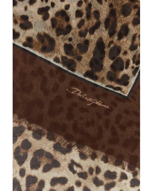 Dolce & Gabbana Multicolor Leopard-Print Frayed Edge Scarf