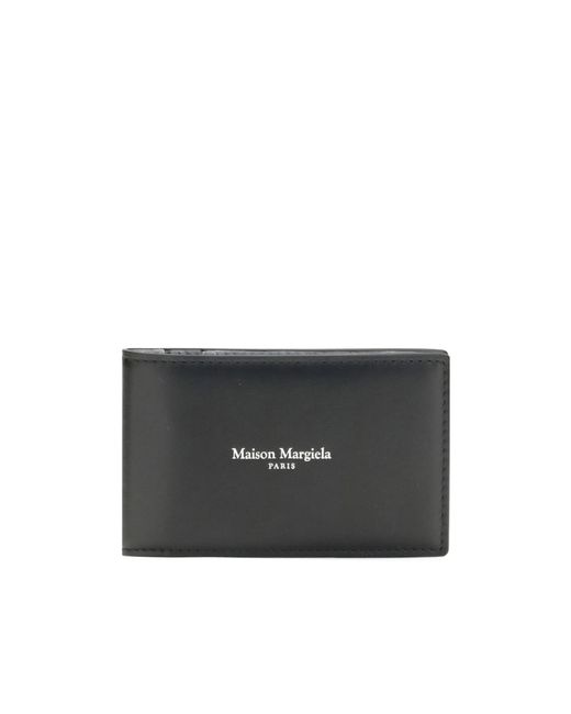 Maison Margiela Black Logo-Printed Tonal Stitch Cardholder for men