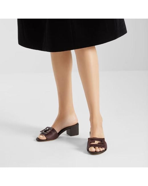 Fendi Brown Baguette Wide-Band Slides