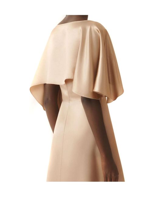 Fabiana Filippi Natural Satin Cape Asymmetric Dress
