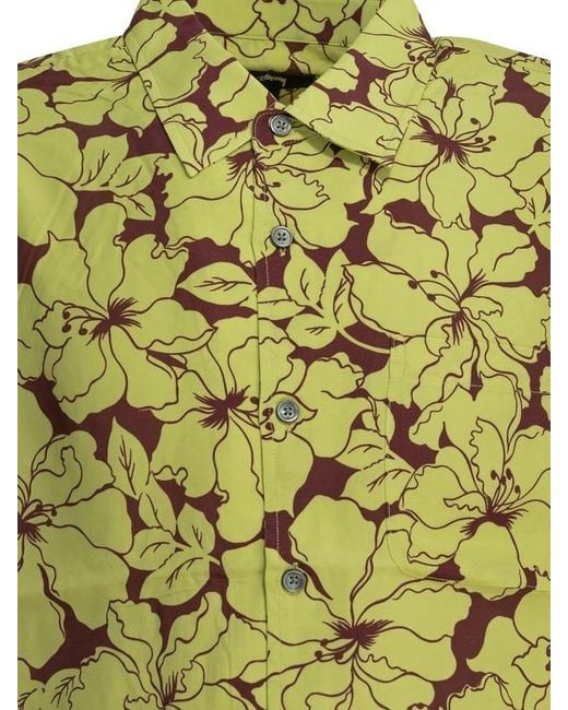 Stussy Green Collared Short-Sleeved Shirt for men