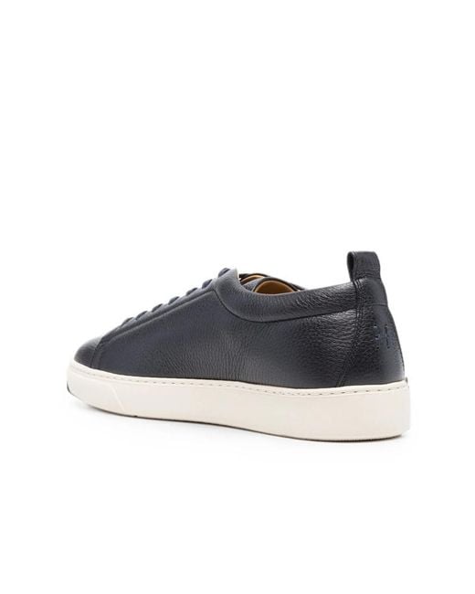 Henderson Blue Grainy Leather Sneakers for men