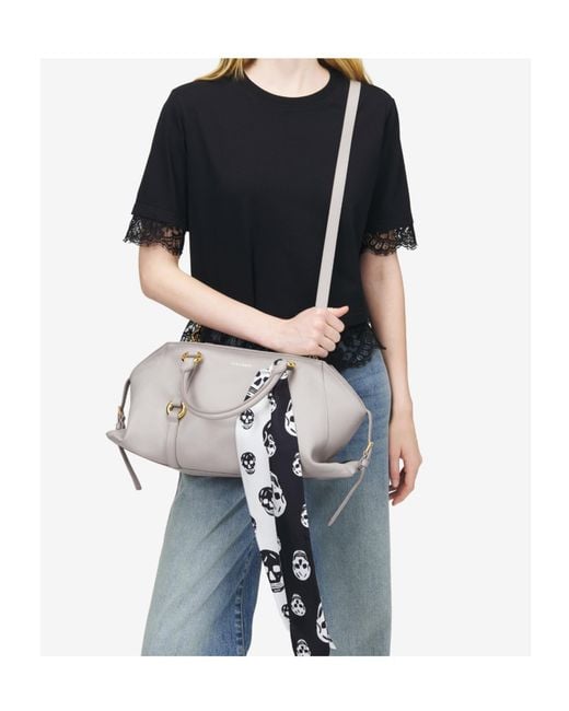 McQueen White Ribbon Skull Scarf