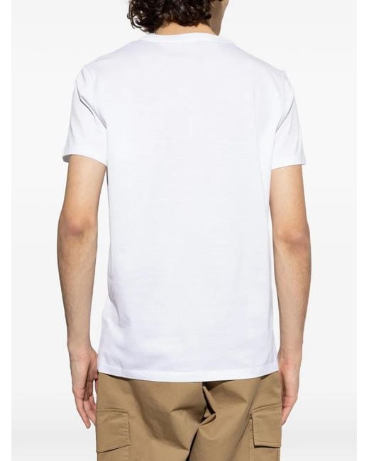 Moncler White Logo-Patch T-Shirt for men