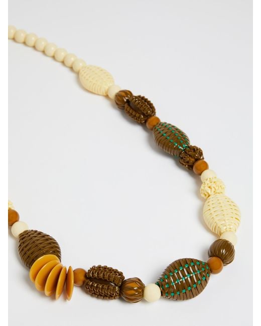 Weekend by Maxmara White Bead-Embellished Necklace