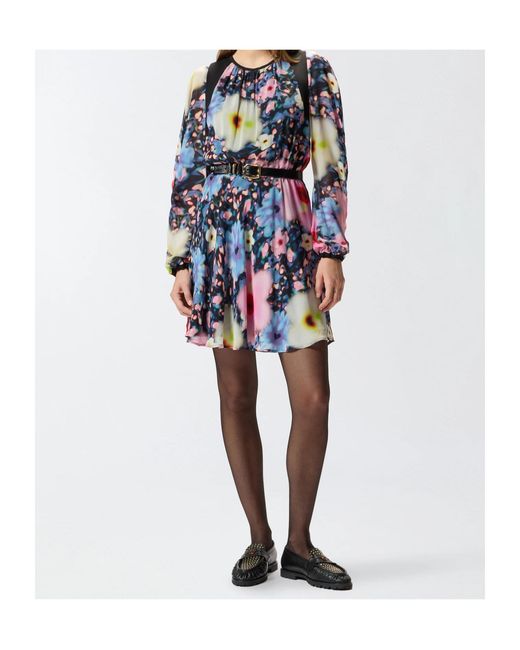 Pinko Blue Agretti Floral-Print Mini Dress
