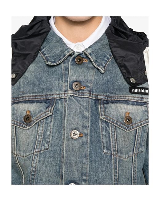 Miu Miu Blue Hooded Denim Jacket