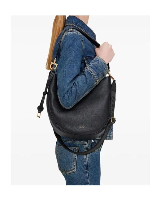 Ferragamo Black Ferragamo North-South Medium Hobo Bag