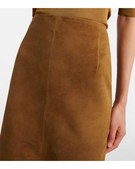 Nour Hammour Brown Selly Suede Midi Skirt