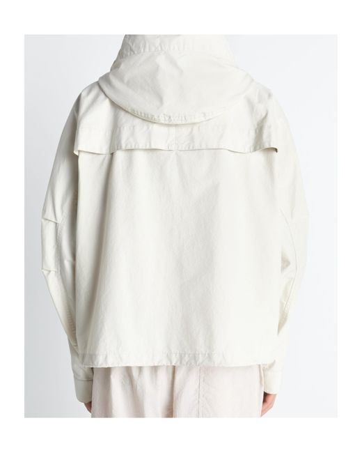 Lemaire White Drawstring Hooded Rain Jacket for men