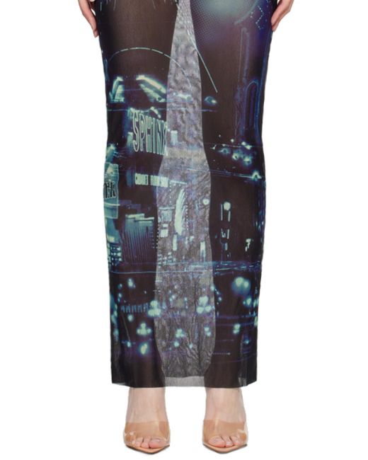 Jean Paul Gaultier Blue High-Necked Mesh Dress