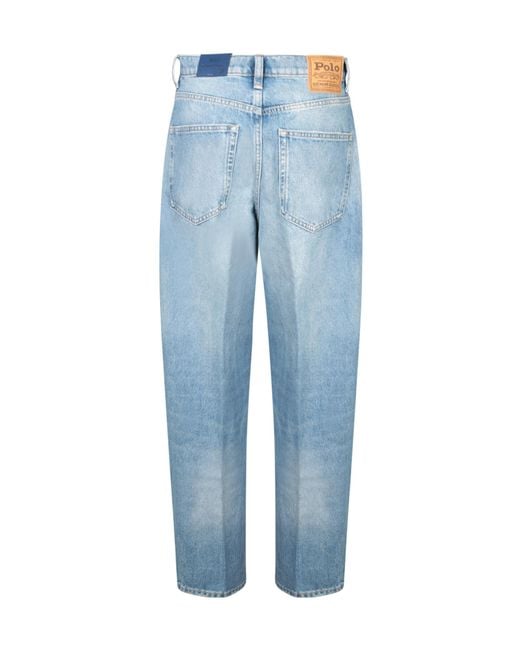 Polo Ralph Lauren Blue Straight-Leg Distressed Jeans