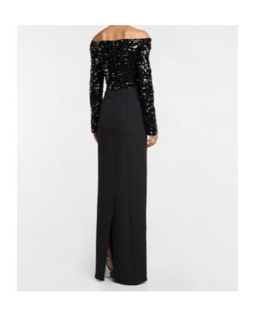 Safiyaa Black Liza Sequined Crêpe Gown