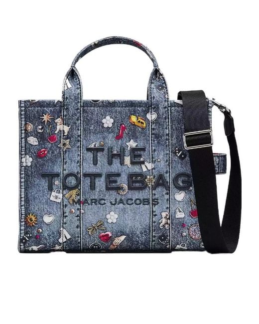 Marc Jacobs Blue The Trompe L'Oeil Trinket Printed Medium Tote Bag
