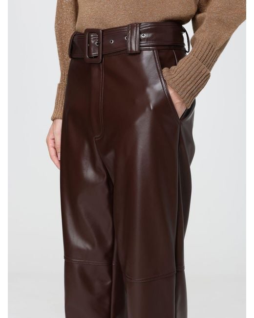 Twinset Brown Belted Faux-Leather Trousers