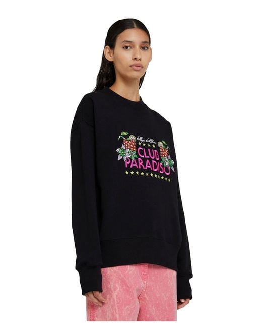 MSGM Black Graphic-Print Sweatshirt