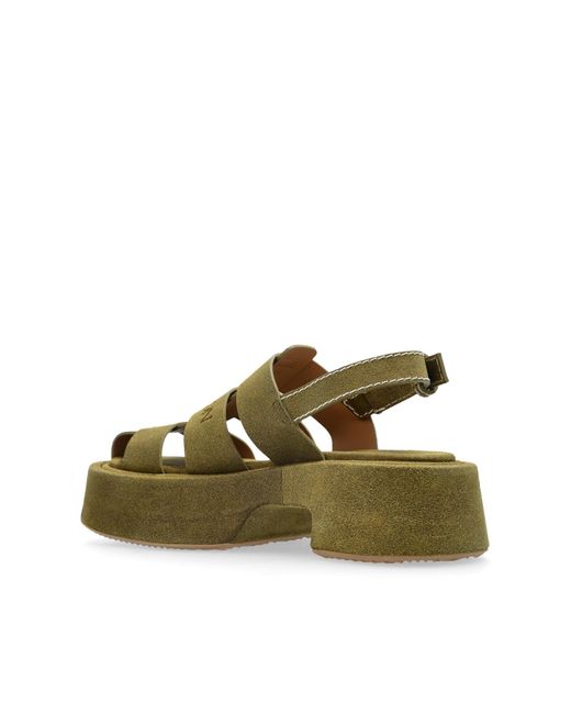 J.W. Anderson Green Round Toe Flat Sandals