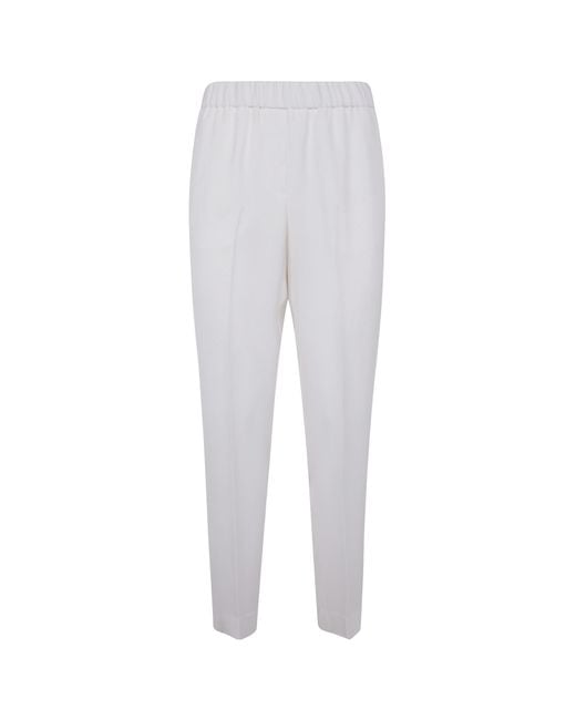 Peserico White Pleat Detailed Tapered Leg Trousers