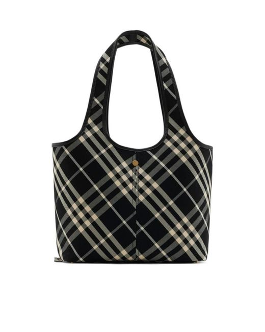 Burberry Black Nova Checked Top Handle Bag