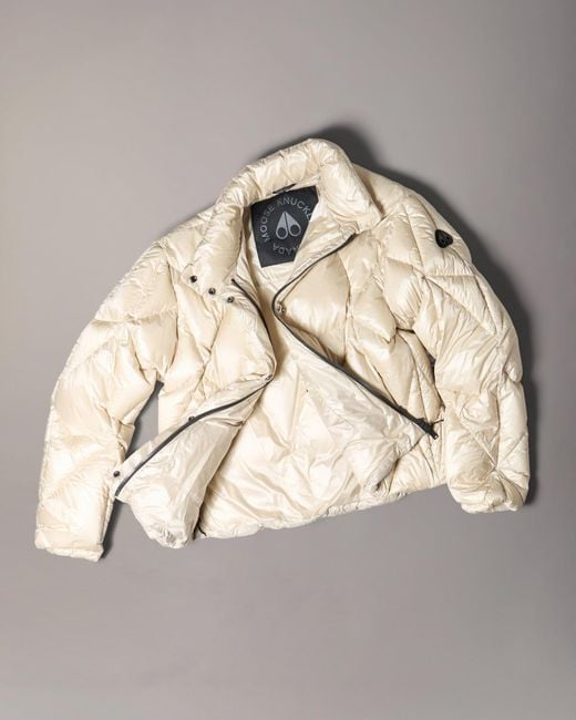 Moose Knuckles Natural Quilted Patch Down Jacket