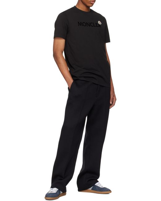 Moncler Black Flocked Logo Crewneck T-Shirt for men