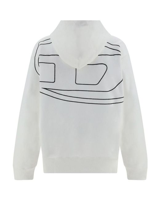 DIESEL Gray Macs-Hood-Megoval-D Logo Embroidered Hoodie for men