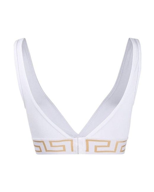 Versace White Medusa Band V-Neck Bra