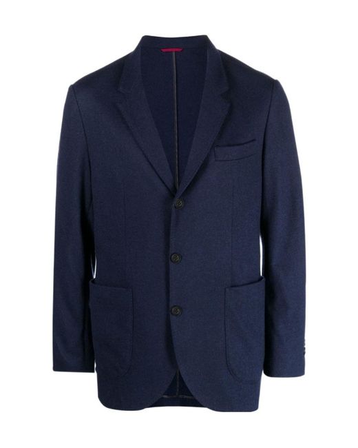 Brunello Cucinelli Blue Single-Breasted Long Sleeved Blazer for men