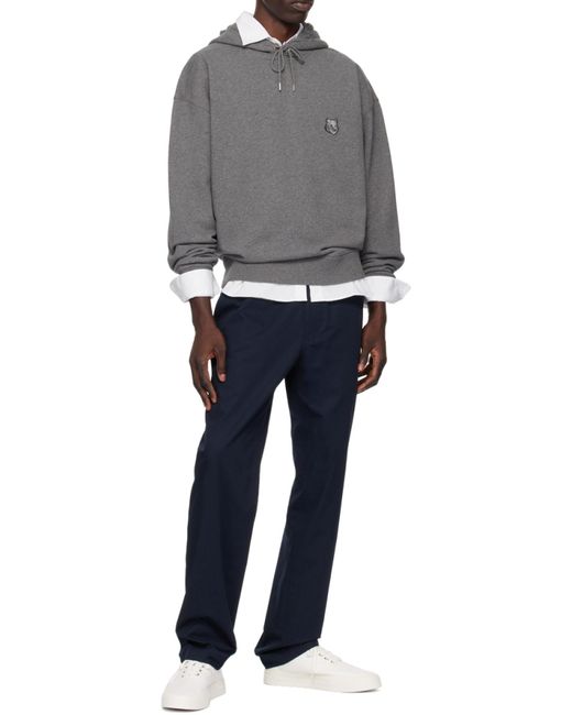 Maison Kitsuné Gray Bold Fox Head Patch Oversize Hoodie for men