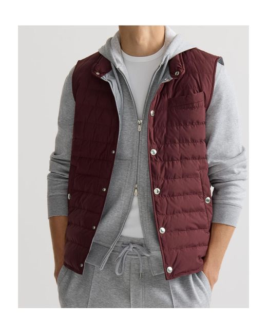 Brunello Cucinelli Purple Lightweight Techno-Fabric Down Vest for men