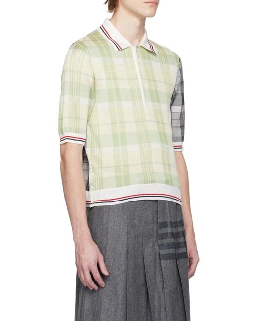 Thom Browne Multicolor Mixed-Checked Knitted Polo Shirt for men