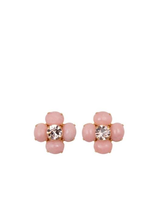 Jennifer Behr Pink Flower-Shaped Stud Earrings